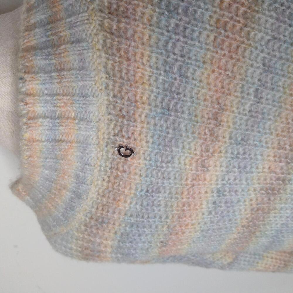 Guess Pastel Striped V-Neck Sweater in Blue, Pink, Yellow - Picture 7 of 12